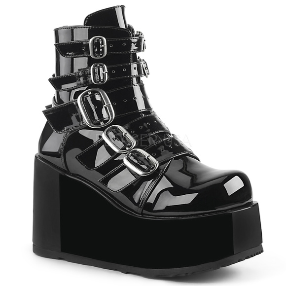 Gothic Platform Buckle Ankle Boots